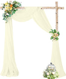 Popxstar Chiffon Champagne Beige Wedding Arch Draping for Ceremony Reception Decora Sheer Fabric Curtains for Party Stage Bridal Shower