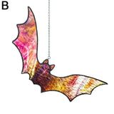 Popxstar New Color Bat Decoration Halloween Stained Bat Glass Decorations Holiday Decoration Bar Gothic Party Hanging Window