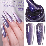 Popxstar 10ml Rainbow Purple Water Light Cat Magnetic Gel Nail Polish Shining Sliver-light Holographics Semi Permanent UV Gel