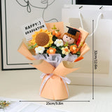 Popxstar  Crocheted Sun Flower Bouquet Graduation Flower Bouquet Gifts Artificial Flower Decorations Finished Sunflowers Graduation Gifts