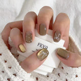 Popxstar  30Pcs Shiny Cat's Eyes False Nails Simple Short Square Press On Nails Bowknot Decor Full Cover Acrylic Stick-on Fake Nails