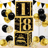 Popxstar  Gold Black Birthday Number Paper Boxes 18 30 40 50 60 70 75 80 Year Old Birthday Party Decoration Adult Birthday Party Supplies