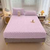 Popxstar Thicken Taffeta Fitted Sheet Winter Warm Mattress Protector Cover for Bedroom Home Bed Cover Dustproof Non-slip Bedding Embossed
