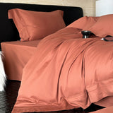 Popxstar  4Pcs Solid Color Egyptian Cotton Brushed Hotel Style Bedding Set Duvet Cover Bed Sheet/Fitted Sheet Pillowcases Home Textiles