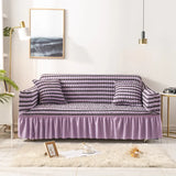 1/2/3/4 Seater Seersucker Sofa Slipcover with Skirt Universal Stretch Sofa Couch Slipcover Easy Fitted Chair Furniture Protector