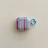 Summer Dopamine Simple Color Collision Stripes Splicing Earphone Case For Airpods 4 3 2 1 Case For Airpods Pro2 Cases with Hook