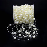Popxstar 10M 3-8mm Beads Garland Pearl Strands Fish Chain Ribbon for Christmas Tree Wreath Gift Wrapping Decoration