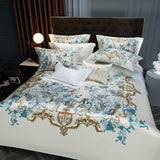 Popxstar  Premium 1000TC Egyptian Cotton Luxury Bedding Set Boho Style Digital Printing Duvet Cover Flat/Fitted Bed Sheet Pillowcases 4Pcs