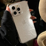Popxstar Clear Glitter Phone Cases for iPhone 15 Pro Max Plus 14 13 12 11 Jelly Minimalist Transparent Protective Phone Covers