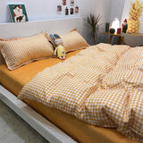 Popxstar Nordic Grid Duvet Cover Set with Bedsheet Pillowcase 220x240 Quilt 4pcs/3pcs Bedding Fashion Comforter Bed Linen Bedding Set
