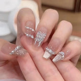 10Pcs Cat Eye Handmade Press on Nails French Coffin Acrylic Nails Dreamy Mermaid Pearl False Nail Romantic Sweet Fake Nails Art