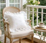 Farmhouse Decor Pillowcase , Romantic Lace Ruffle Skirt Decorative Pillow Cover ,Cotton Throw Pillow Covers for Sofa, Bed, Couch