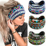 Popxstar Boho Flower Print Wide Headbands Vintage Knot Elastic Turban Headwrap for Women Girls Cotton Soft Bandana Hair Accessories