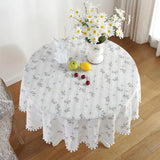 Popxstar Floral Round Tablecloth with Tassel Flower Tablecloth Suitable for Kitchen Decorantion/Indoor and Outdoor Dining Table/Party