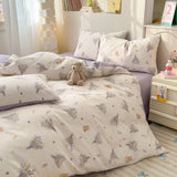 Popxstar  100% Cotton 4-Piece Duvet Cover Set (1 Duvet Cover 2 Pillowcases 1 sheet), Minimalist Cartoon Design, Ultra-Soft Bedding Set
