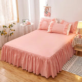 Popxstar Korean Lace Ruffled Bed Skirt 1pc Bedroom Bed Cover Bed Skirt Non-slip Mattress Cover Bedsheet Bedspread Solid Color Bed Decor