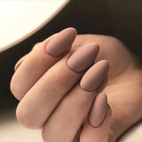 Popxstar 24pcs/set Short Fake Nails for Women Girls Almond Ballet Nail Tips Matte Red Nude Brown Faux Ongles Press on Acrylic False Nail