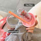 800ML Large Capacity Simple Plastic Water Bottle With Straw Portable Bubble Tea Infuser Filter Girl Student Juice Drinkwater Cup
