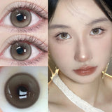 Popxstar  2Pcs Kroean New Colored Contact Lenses with Prescription Myopia Degree 0.00- 8.00 Black Eye Soft Lens Eye Beauty Pupil