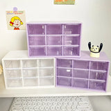 Popxstar Desktop 9 Grid Storage Boxes Organizer Transparent Small Drawer Partitioned Student Desk Wall-mounted Sundries Storage Box Cute