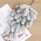 Popxstar Artificial Pine Needles Branches Christmas Fake Snowy Pine Picks Twigs Winter Sprays Greenery Stems for Xmas Tree Garlands Decor