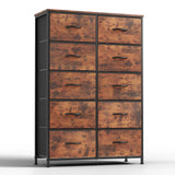 Popxstar Bedside Table For Bedroom With 10 Fabric Drawers Nightstand Storage Cabinet With Steel Frame Clothes Storage Display Cabinet