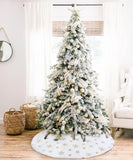 Popxstar 78/90/122 CM Christmas Tree Skirt White Faux Fur Xmas Sequin Carpet Mat Home Party Decorations