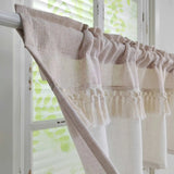 Popxstar 1PC Modern Linen Light Coffee Short Curtain for Kitchen Small Window Drape With Tassels Cabinet Hotel Cafe Home Decoration