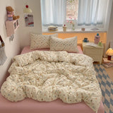 Popxstar  100% Cotton Bedding Set Cartoon Cute Animals Duvet Cover Set Bed Linen Flat Sheets Set 2 Pillowcases Single Double Queen Size