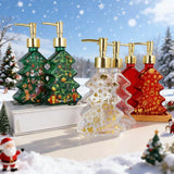 Popxstar  Christmas Design Glass Dispenser Bottle Refillable Pump for Shampoo Soap Lotion Holiday Bathroom Decor Gifts Vanity Organizer