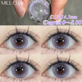 1 Pair Hot Sale Korean Color Contact Lenses Blue Graduated Lens Soft Purple Big Beauty Pupil Degrees 0~-8.00 Myopia