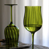 Popxstar  Retro Green Wine Glass Minimalist Textured Glass Goblet French Style Home Bar Party Drinkware for Red Wine Tasting & Decor Gifts