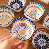 Popxstar  6pcs Ceramic Bohemian Spice Dish, Salad Bowl, Snack Dish, Fruit Platter for Home Restaurant, Party Gathering, BBQ Sauce Dish