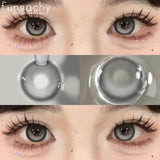 Popxstar  2pcs Myopia Lenses Black Color Contact Lenses with Prescription Degree 14.5mm Natural Soft Contact Lens for Eyes Yearly