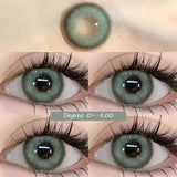 Popxstar 1 Pair Blue&Green Lenses Colored Eyeglass Lenses Bright Beauty Pupils Eye Color Lenses Myopia With Diopter Fashion Lens