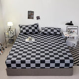 Popxstar Washed Cotton Mattress Covers with Elastic Band Solid Color Fitted Sheet Soft Comfort Mattress Protector Queen King Size Bed 1pc