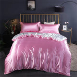 Popxstar High-end Blending Natural Mulberry Silk Bedding Set Luxury Satin Silky Queen Size Duvet Cover Set with Sheets King Size Bed Set