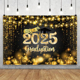 Popxstar 2025 Graduation Theme Photography Background Flash Decor Banner For Graduation Ceremony Party Bachelor Hat Photography Props