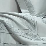 Popxstar  1400TC Egyptian Cotton Silky Luxury Wide Edge Embroidery Grey Bedding Set Duvet Cover Bed Sheet/Fitted Sheet Pillowcases 4Pcs