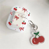 Popxstar Kawaii Cute Cherry Bowknot Clear Headphones Protective Shell Soft Cover For AirPods 1 2 3 With Pendant Case For AirPods Pro 2