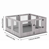 8 Panels Tempered Glass Dog Puppies Playpen for Indoor Pet Whelping Pen Exercise Fence Box Cage with Waterproof Fertility Pad