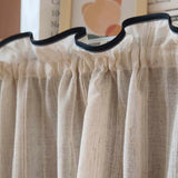 Popxstar 1PC Japanese Solid Color Stripes Short Curtain for Cupboard Kitchen Top and Bottom Edging Sheer Window Drape Study