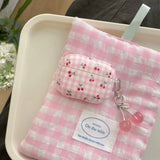 Popxstar full screen pink plaid cherry suitable for airpods4 earphone cover pro second generation airpodspro2 protective cover
