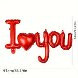 Popxstar 1pc Conjoined Letters I Love You Foil Balloon Romantic Inflatable Decor for Mother's Day,Birthday,Wedding,Anniversary Party