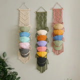 Handwoven Macrame Hat Rack Wall-Mounted with Tassel Baseball Cap Organizer Bohemian Style Handmade Cap Hanger Collection Display