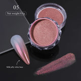 Popxstar Aurora Pearl Nude Pink White Nails Glitter Dust Chrome Moonlight White Rubbing on Powder Shell Mirror Pigment Nail Art Supplies