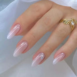 Popxstar 24Pcs Gradient Fake Nails Press on Long Almond False Nails Removable Full Cover Nail Tips Wearable Finished Fingernails Nail Art