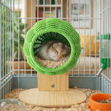 Imitation Rattan Weave Spherical Bird Nest Breathable Wear-resistant Woven Bird Nest Bite Resistant Wooden Base