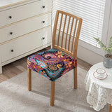 Flowers Print Chair Seat Covers Removable Washable Anti-Dust Stretch Spandex Dining Room Upholstered Chair Cushion Slipcover