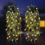 Solar Powered Simulated Plant Willow Leaf LED Lights Suitable for Outdoor Garden and Courtyard Hanging Solar Powered Plant Light